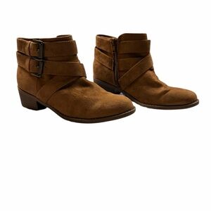 Target Brown Suede Ankle Booties with Buckle Straps